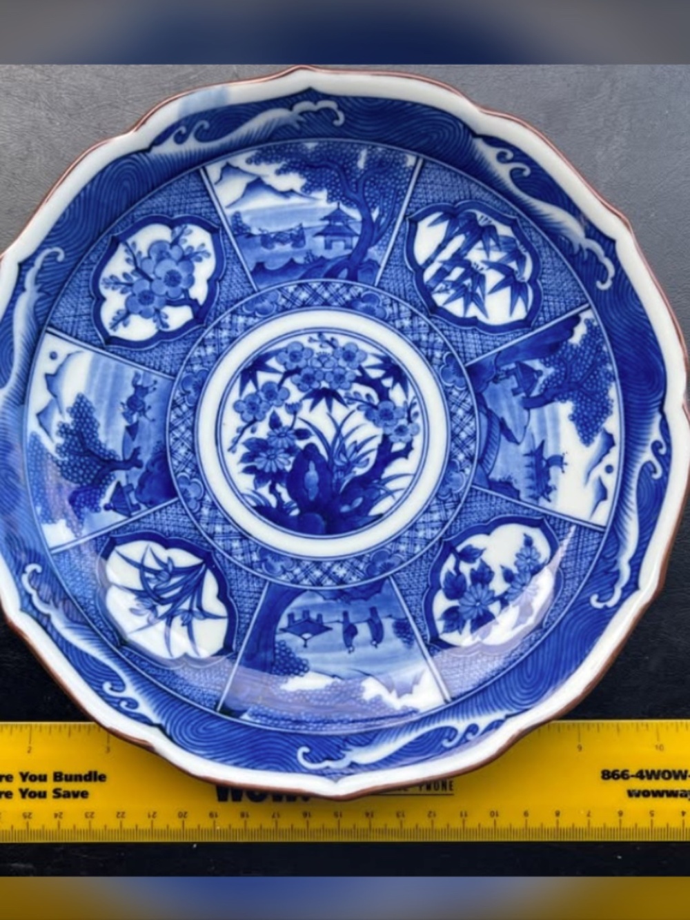 Vintage Blue And White Peacock Andrea By Sadek PAIR of Plates Serving Dish Japan